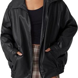 AUTOMET Womens Oversized Leather Jackets Faux Suede Fall Fashion Motorcycle Coats Winter Outfits Clothes Y2k Tops