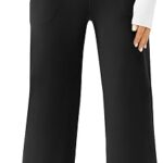 Womens Wide Leg Yoga Pants Casual Work Dress Pants Lounge Sweatpants High Waist Comfy Loose Trousers with Pockets
